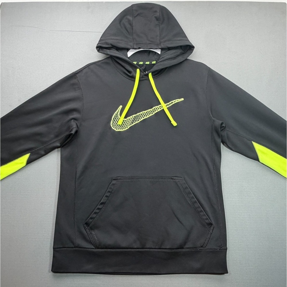 Nike Therma-FIT Pullover Hoodie Gray Volt Neon Men's Size Large L Athletic